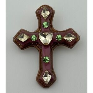 Vintage Lucinda Cross Pin Religious Brooch Pendant Signed